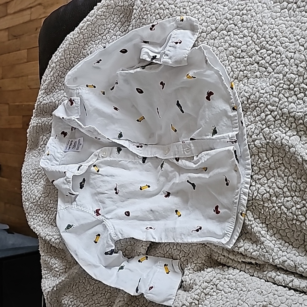 Carters 12 months button down top gamer long sleeve shirt